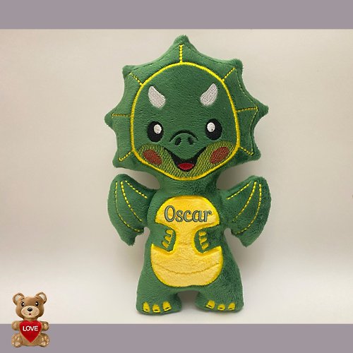 Tasha's craft Personalised Green Dragon Stuffed toy ,Super cute personalised soft plush toy