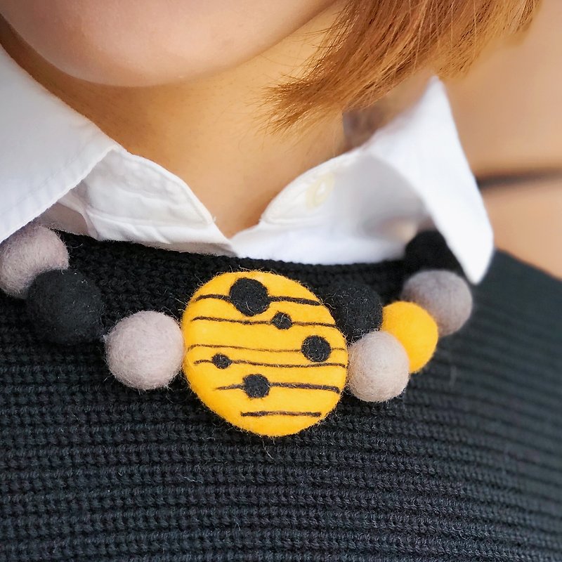 Needle Felted Statement Necklace - Necklaces - Wool Yellow