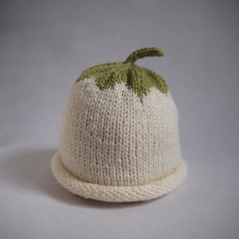 Hand Knit Turnip beanie for 0-3-year-old - Hats & Caps - Acrylic White