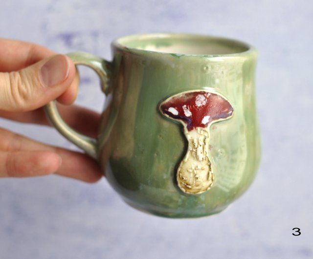 Frog & mushroom mug, handmade ceramic tea cup, toadstool fairy mug 250ml. -  Shop LekaCeramics Mugs - Pinkoi