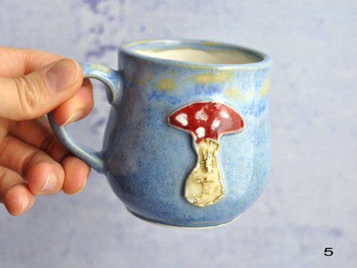 Frog & mushroom mug, handmade ceramic tea cup, toadstool fairy mug 250ml. -  Shop LekaCeramics Mugs - Pinkoi