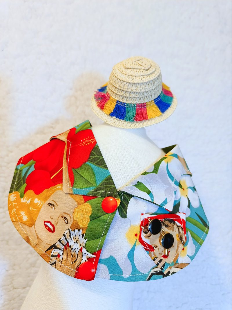 Summer Aloha 夏老威恤衫造型頸飾 寵物 貓犬 狗狗 頸項 collar - 寵物衣服 - 棉．麻 紅色