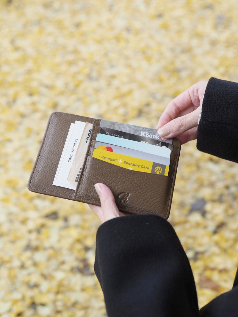 Mars (Cedar): Cow Leather, Multi-Purpose Case & Passport Holder, Slim, Comapct - 錢包/皮夾/長短夾 - 真皮 卡其色