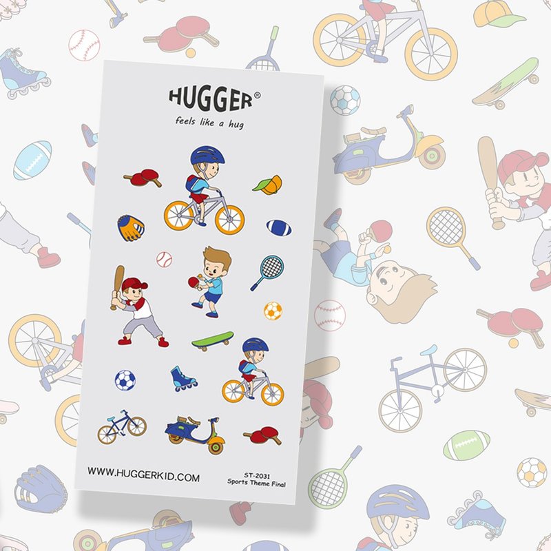 HUGGER カットタイプステッカー柄 アウトドア スポーツ 野球 卓球 自転車 防水自己粘着ステッカー - ステッカー・シール - 防水素材 グレー