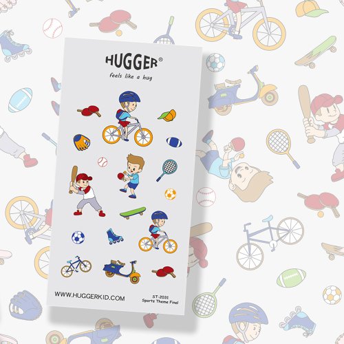 HUGGER HUGGER 割型貼紙 圖樣-戶外運動棒球 乒乓 腳踏車 防水不乾膠貼紙