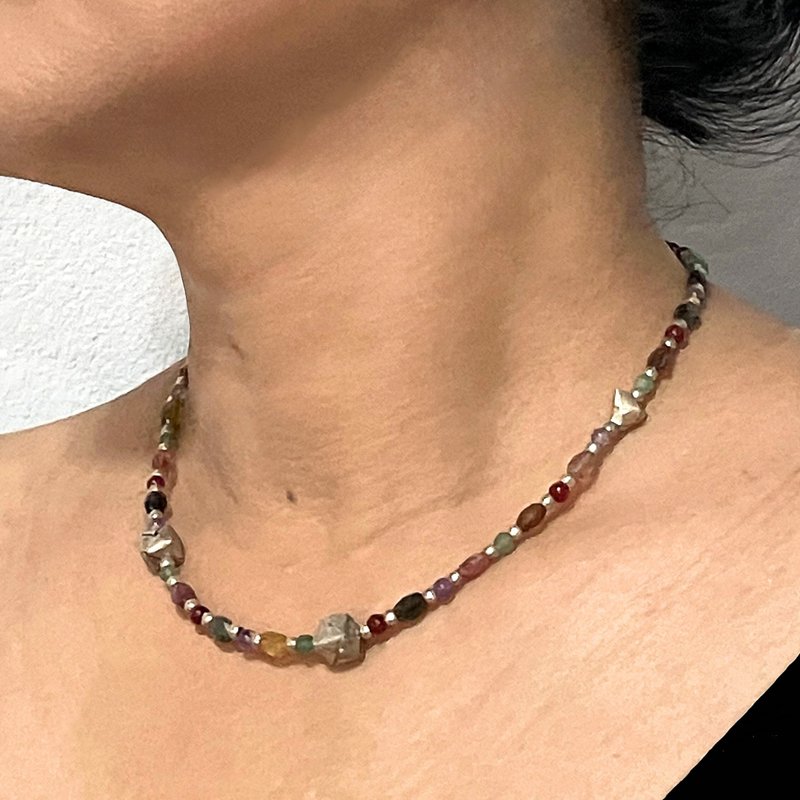 Antique Gem and Silver minimalist necklace, Stylist Necklace, Gift for mom 母親節禮物 - 項鍊 - 寶石 