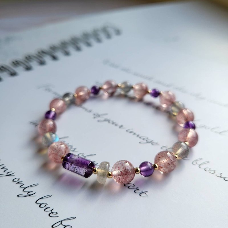 Lucky/Peach Blossom/Nobleman~Super Seven Labradorite Strawberry Crystal Bracelet - Bracelets - Crystal 