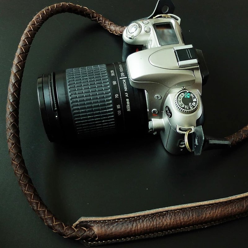 Weaving Leather Camera Strap Rope-Retro Brown 110cm - Camera Straps & Stands - Genuine Leather Brown
