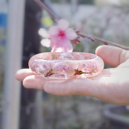 當季・東京昭和桜 - 櫻花手鐲 (粉花白底)・ 乾燥花永生花 / 花說