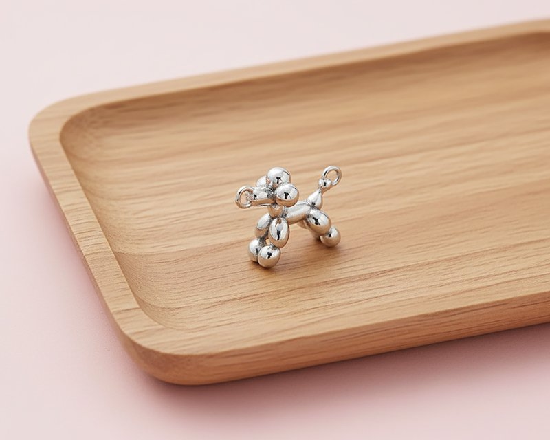 Balloon Poodle Double Pendant Necklace | Mirror Polish | Natural Color | Stainless Steel | Hypoallergenic | Made in Taiwan - Necklaces - Stainless Steel Silver