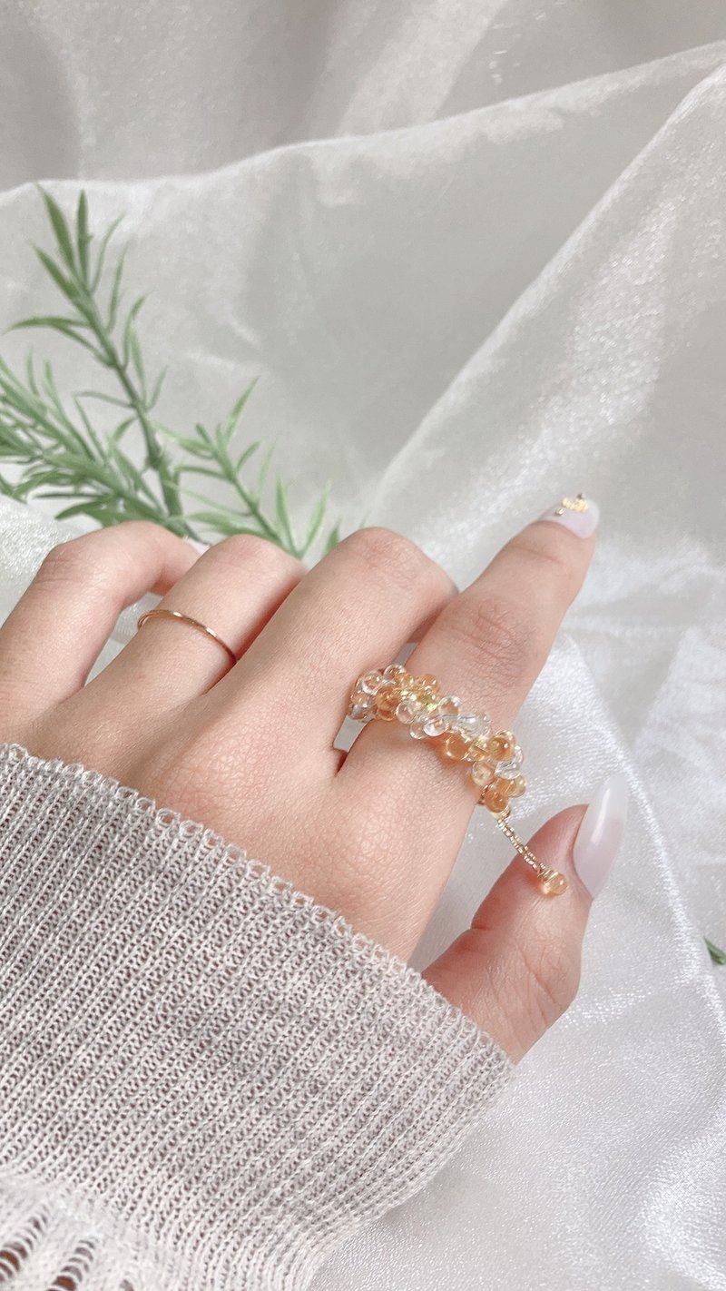 Adjustable beaded chain ring-Bubbles series-Golden - แหวนทั่วไป - วัสดุอื่นๆ 