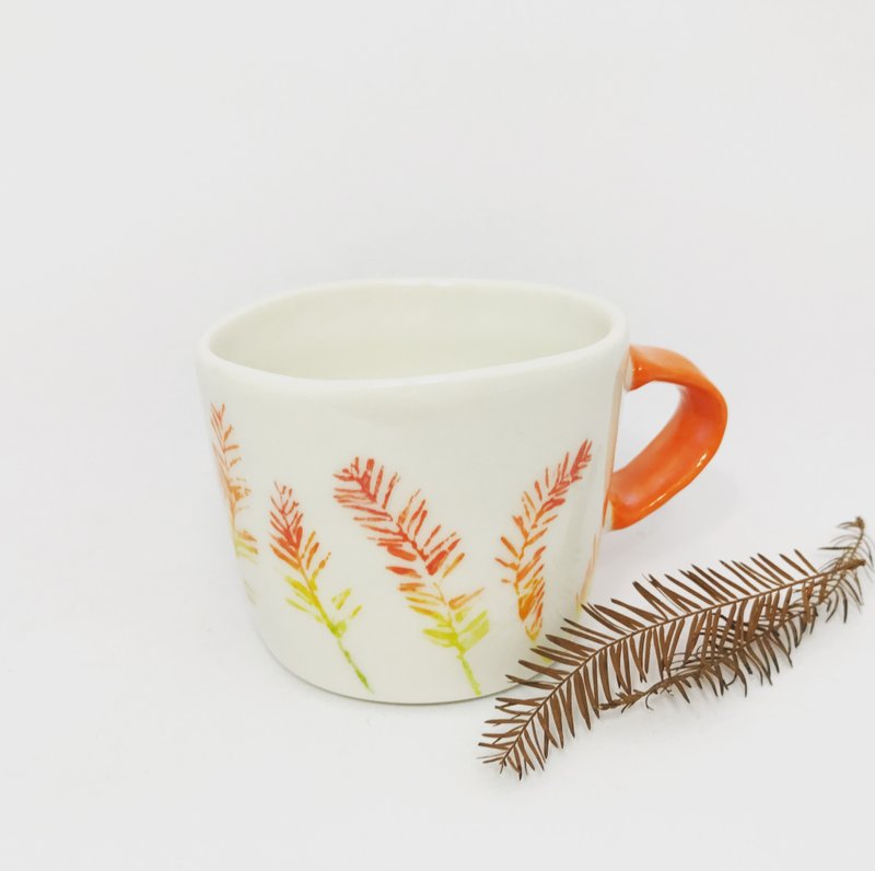落雨松印花杯 - 茶壺/茶杯/茶具 - 瓷 紅色