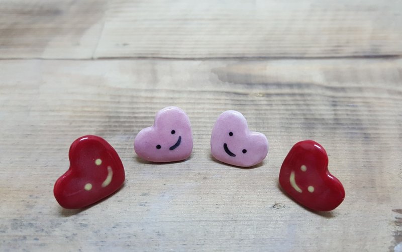 Little love ceramic earrings - Earrings & Clip-ons - Porcelain Red