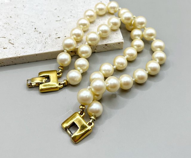 Vintage MONET gold pearl multi strand designer runway bracelet For Sale at  1stDibs