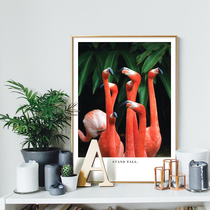 Stand Tall Flamingo - Posters - Other Materials Multicolor