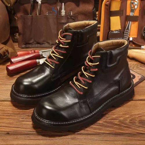 石狗車品 ROCK DOG 冬季新款馬丁靴男高幫英倫風復古真皮皮鞋休閒潮流工裝靴
