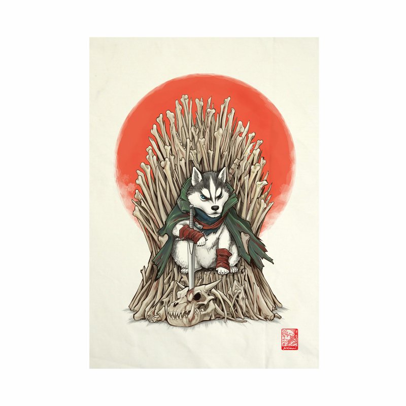 Dog of throne Fabric Art  Canvas No frame - 其他 - 棉．麻 白色