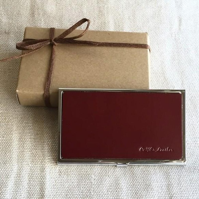 Custom made embossed code van card case 【burgundy】 - Card Holders & Cases - Genuine Leather Red