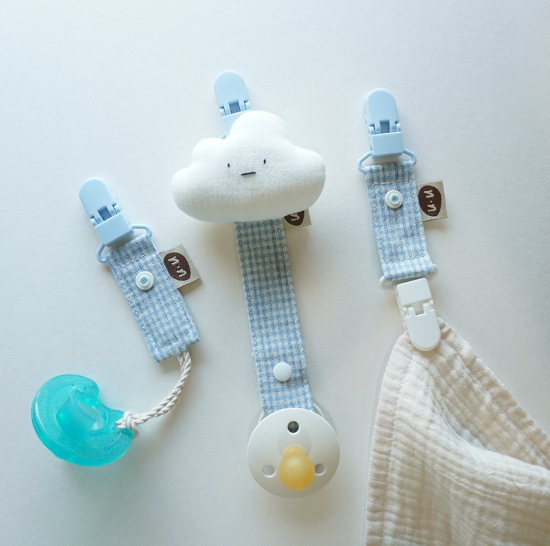 Three-dimensional cloud pacifier chain/double-headed clip - ขวดนม/จุกนม - ผ้าฝ้าย/ผ้าลินิน สีน้ำเงิน