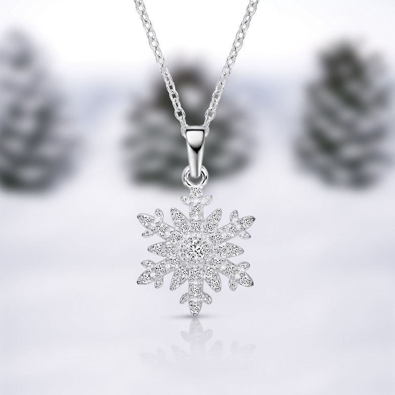 Pure 925 Sterling Silver Glittering Snowflake Pendant Necklace for Women - 項鍊 - 純銀 