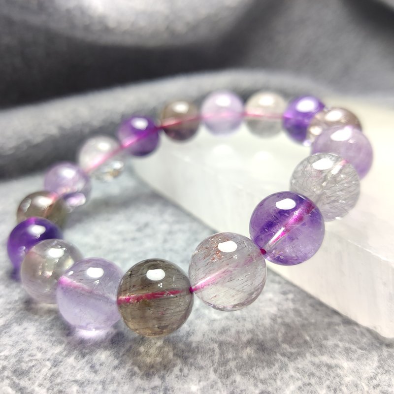 巴西 12.5mm 超級七/三輪骨幹 Super Seven - 手鍊/手環 - 水晶 紫色