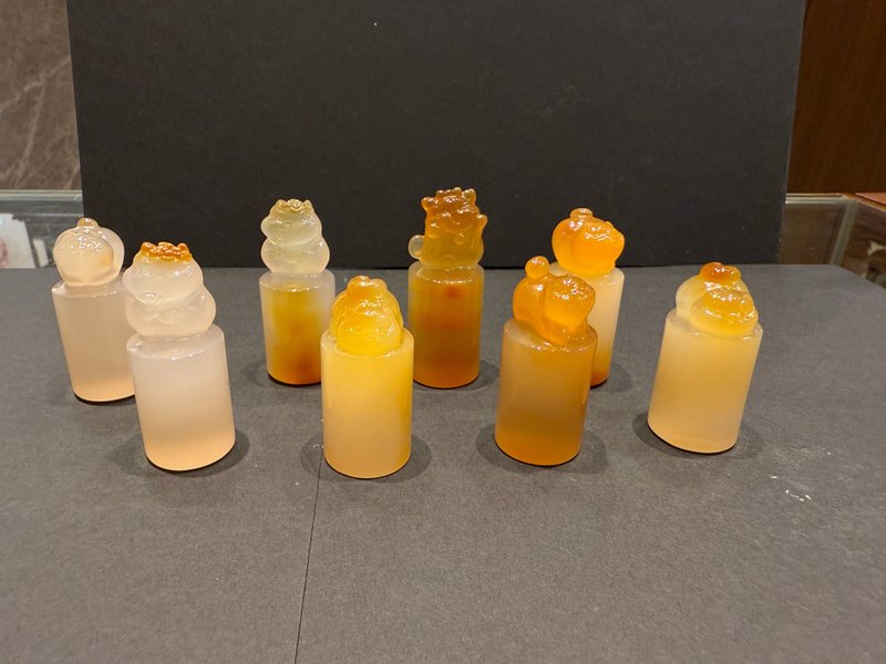 瀚玉珠寶 天然瑪瑙印章 小貓咪印章 小動物圓形印章 6分印7分印 - 其他 - 玉石 