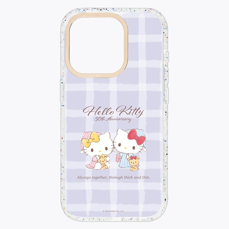 HelloKitty 50週年－格紋紫 透彩框 標準版/磁吸版 iPhone 防摔殼 - 手機殼/手機套 - 環保材質 藍色