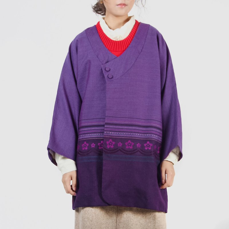 [Egg plant ancient] 紫阳花开毛料古着 服道行 - Women's Casual & Functional Jackets - Wool Purple