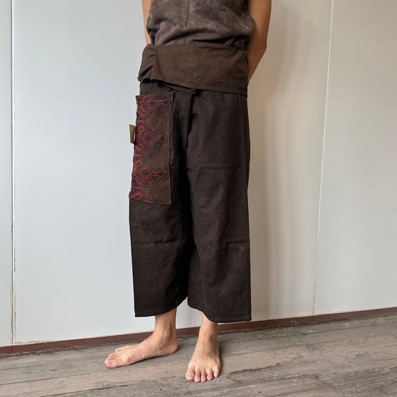 Fisherman pants from natural dyed - Men's Pants - Cotton & Hemp Brown