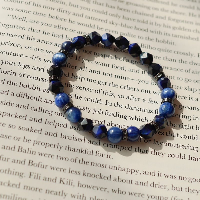 Faceted Blue Tiger Stone Sapphire Stone 14KGF Bracelet - สร้อยข้อมือ - คริสตัล 