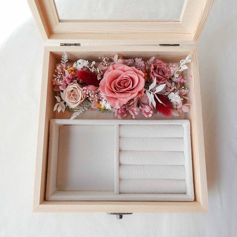 [Mother's Day Gift] Preserved Flower Jewelry Box-Pink Style - ช่อดอกไม้แห้ง - พืช/ดอกไม้ สึชมพู