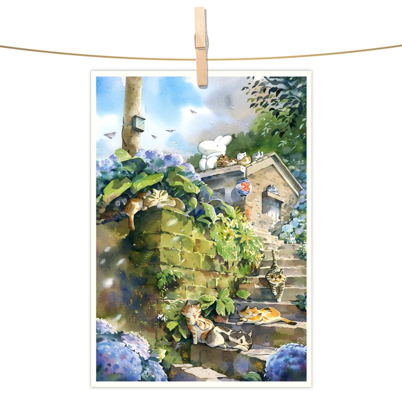 afu watercolor illustration postcard-summer memory - การ์ด/โปสการ์ด - กระดาษ หลากหลายสี