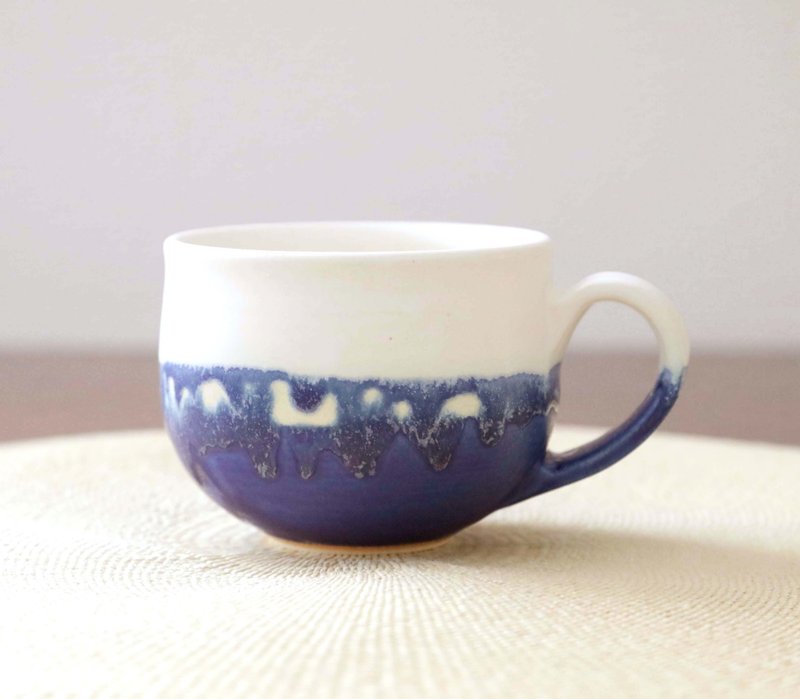 On Sale / Deep Sea Blue and White Matte Mug - Mugs - Pottery 