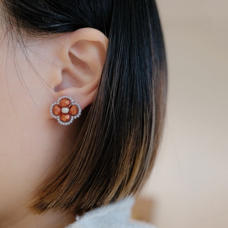 Red Flower Earrings - Earrings & Clip-ons - Glass Red