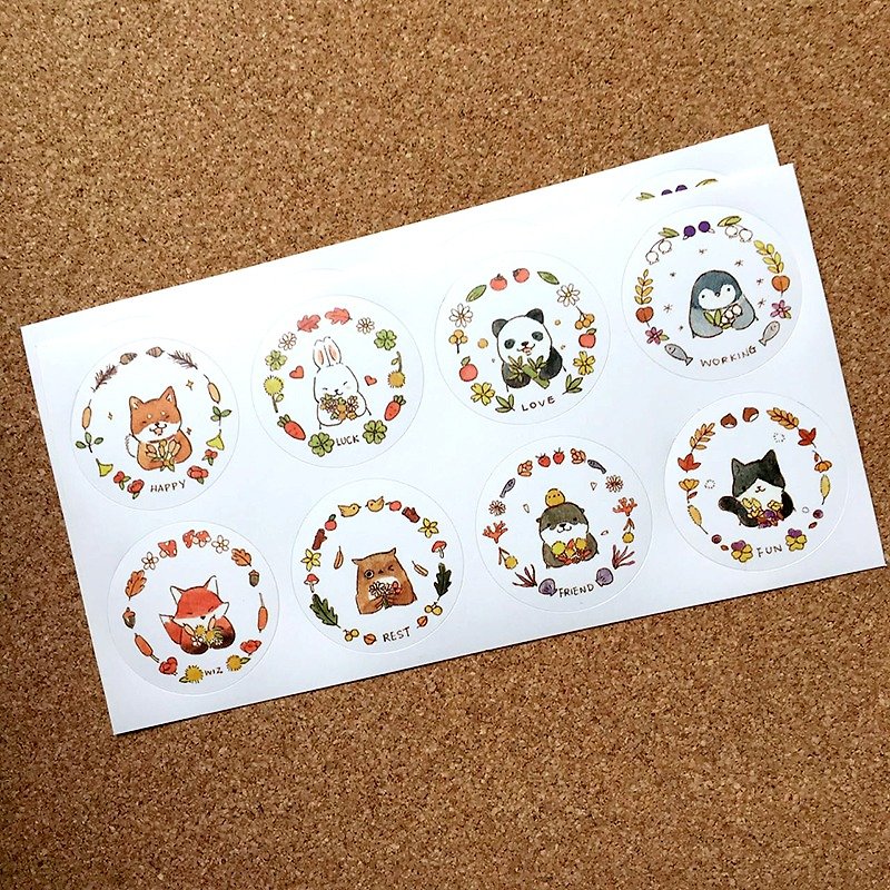 Forest animals round stickers marked - สติกเกอร์ - กระดาษ 