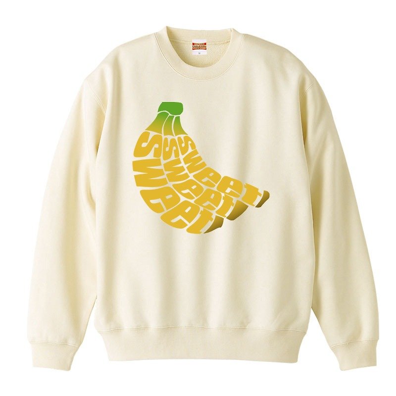 [Sweatshirt] banana - เสื้อยืดผู้ชาย - ผ้าฝ้าย/ผ้าลินิน ขาว