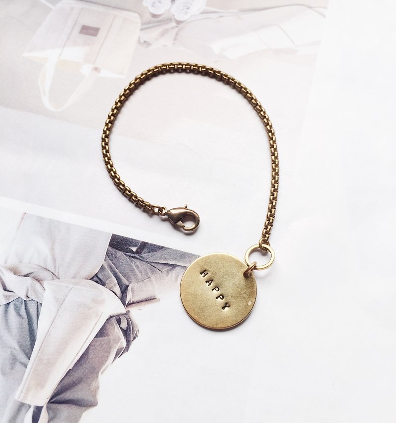 La Don - Brass Bracelet 02 Custom Handmade Hang Tag - สร้อยข้อมือ - โลหะ สีทอง