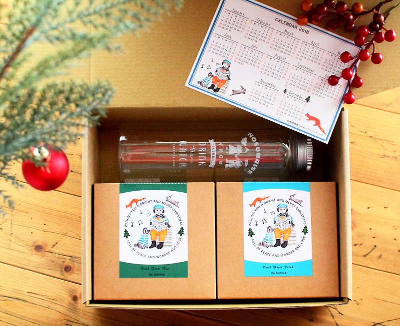 ❖ Xiao He Day ❖ Christmas Special Gift Box | Fruit Tea + Fruit Drink Set + Carrying Bottle / Dried Fruit Water / Exchange Gift - Dried Fruits - Fresh Ingredients 
