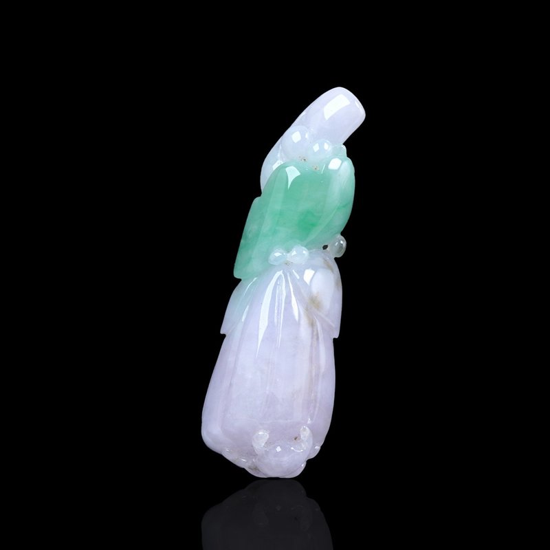 春帶彩翡翠巧雕青蓮項鍊 | 天然緬甸玉A貨翡翠 | 送禮 - 項鍊 - 玉石 多色