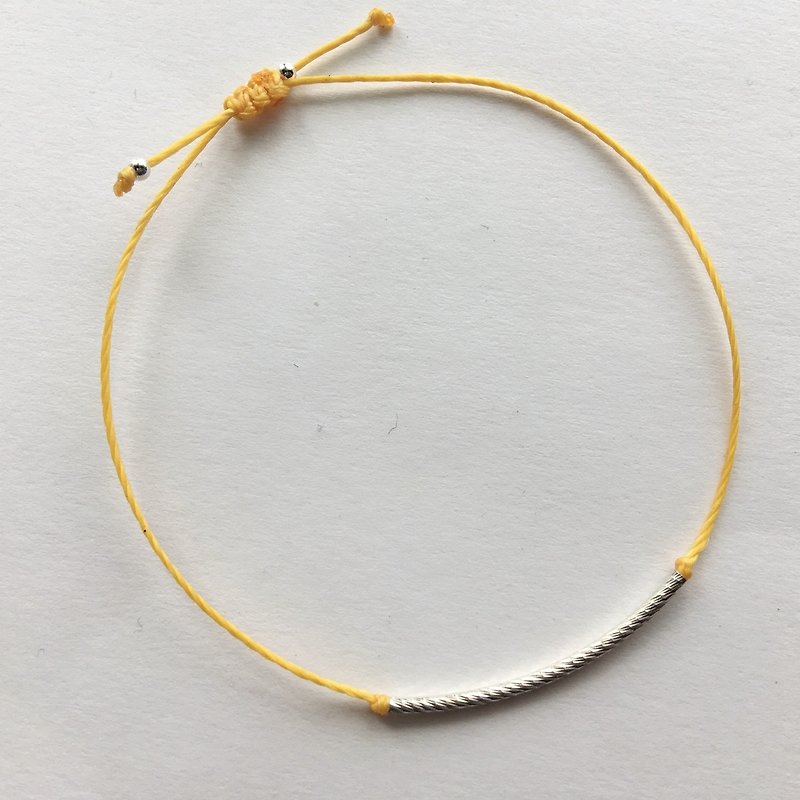 ~ Rice + bear ~ simple silver tube bracelet sister chain friendship graduation gift Brazil wax line / 925 sterling silver / anklet yellow - Bracelets - Other Metals Yellow