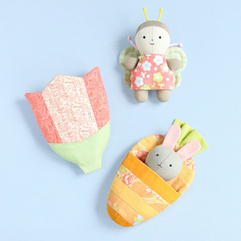 4 PDF Pocket Bunny and Butterfly with Carrot and Tulip Sewing Patterns Bundle - 手工藝教學/工具書 - 其他材質 