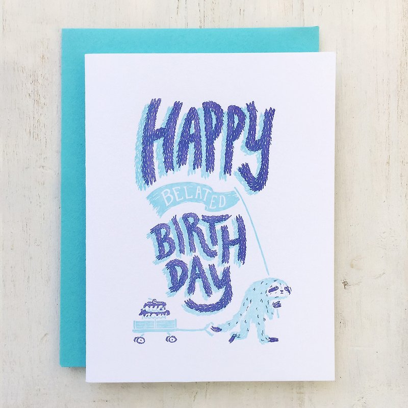 Belated Birthday Letterpress Card - การ์ด/โปสการ์ด - กระดาษ 