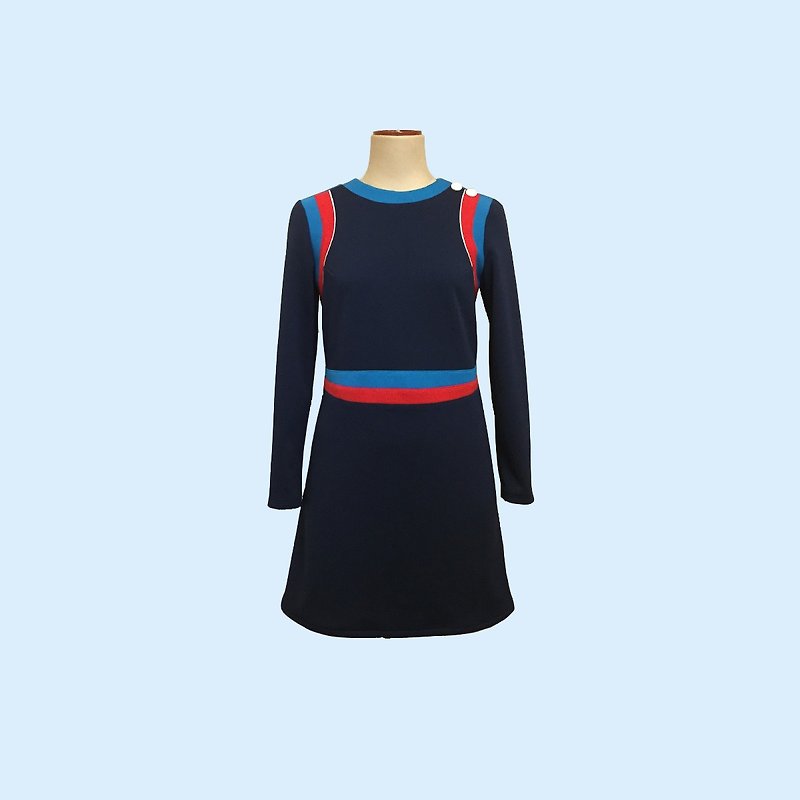 retro one-piece dress regina - One Piece Dresses - Polyester Blue