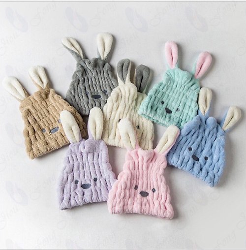 玖鳳Jiou-fong Jiou-fong |超吸水珊瑚絨可愛兔兔乾髮帽|6色。大人小孩皆可適用