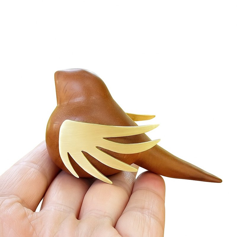 Wooden handcarved bird with wings - 其他 - 木頭 