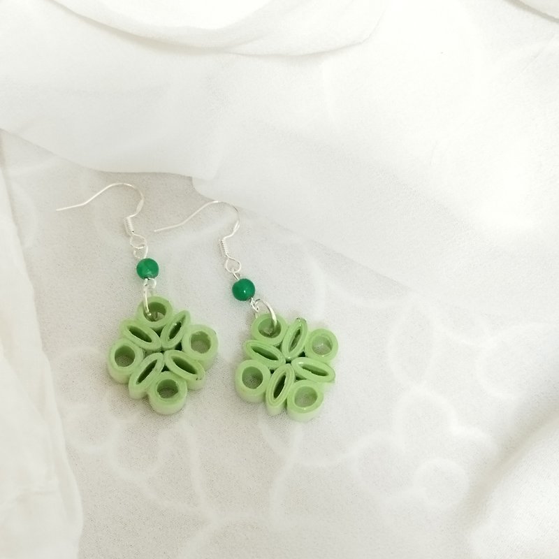 Paper craft paper roll handmade jewelry—Xiaoya (ear hook style) - Earrings & Clip-ons - Paper Multicolor