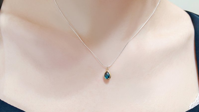 | Birthstone Series | September Sapphire 925 Silver/14K Gold-filled Necklace Reversible Valentine’s Day Gift Box - สร้อยคอ - เครื่องเพชรพลอย สีน้ำเงิน