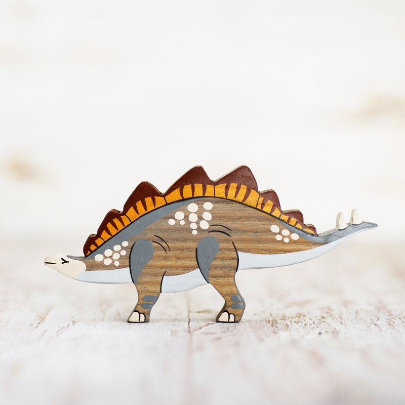 Wooden Stegosaur toy Dinosaur figures Pre-historic animals - Kids' Toys - Eco-Friendly Materials Gray