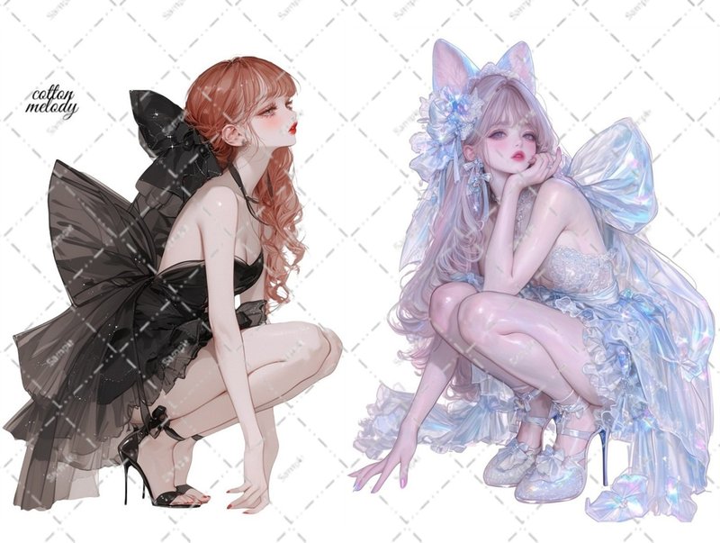 original sticker no.6833 人物ステッカー オリジナルステッカー 人物ステッカー 女の子ステッカー オリジナル人物ステッカー - 貼紙 - 紙 