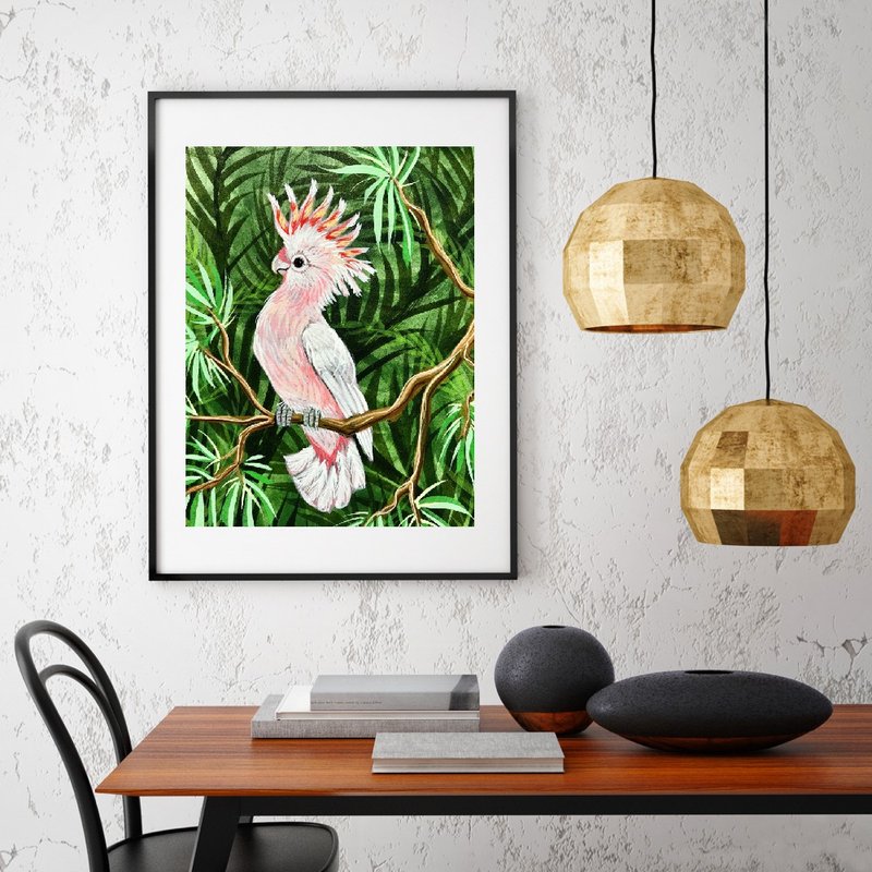 Parrot Bird Wall Art, Cockatoo Orignal Painting, Parrot Cockatoo Painting - 壁貼/牆壁裝飾 - 壓克力 多色